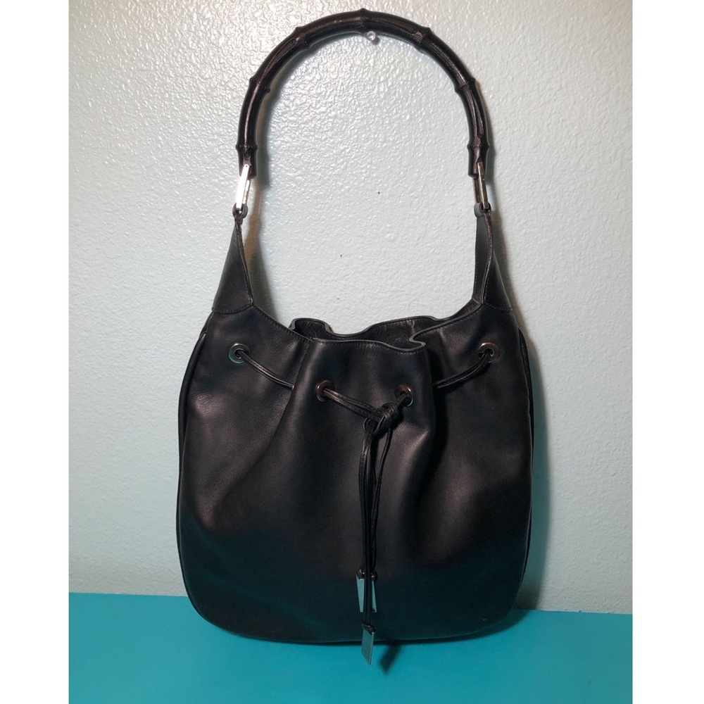 GUCCI Leather Drawstring Hobo *